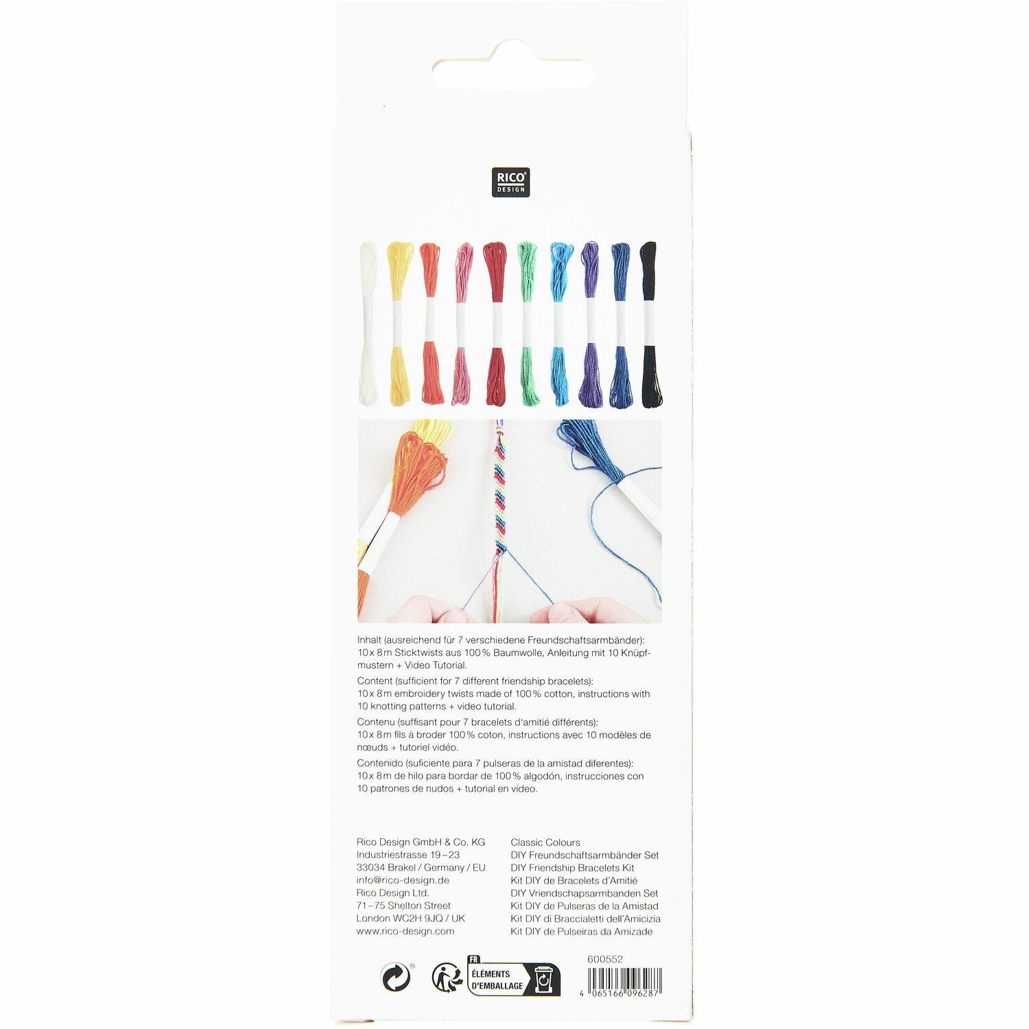 DIY Freundschaftsarmbänder Set 100 % Baumwolle 10 x Knüpfgarn