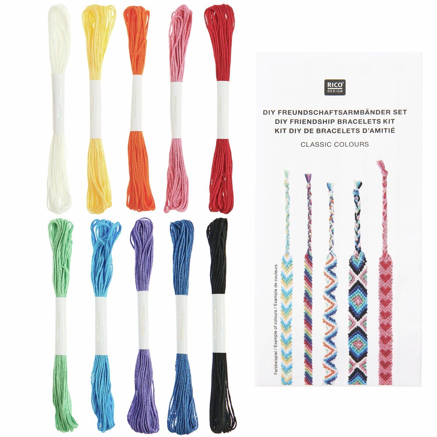 DIY Freundschaftsarmbänder Set 100 % Baumwolle 10 x Knüpfgarn