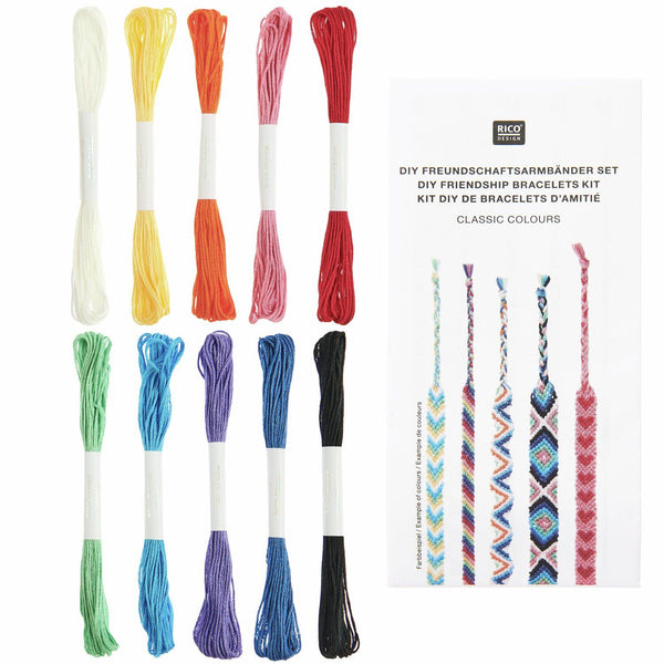 DIY Freundschaftsarmbänder Set 100 % Baumwolle 10 x Knüpfgarn