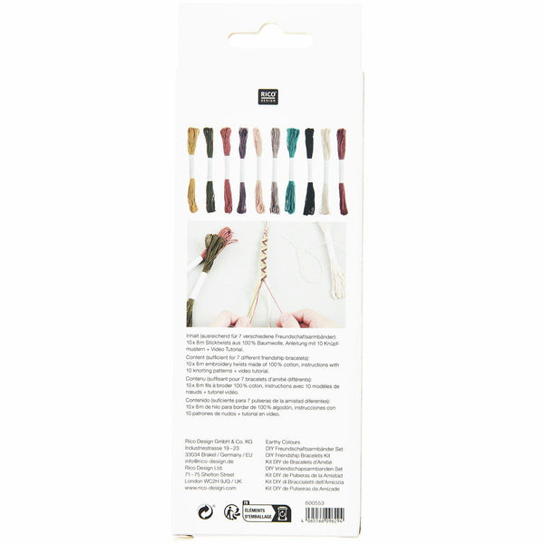 DIY Freundschaftsarmbänder Set 100 % Baumwolle 10 x Knüpfgarn