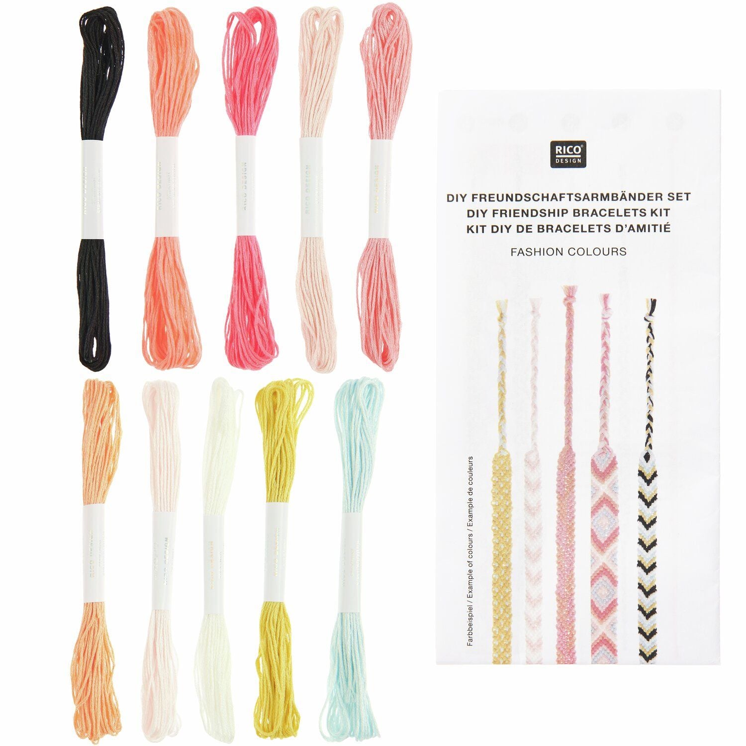 DIY Freundschaftsarmbänder Set 100 % Baumwolle 10 x Knüpfgarn