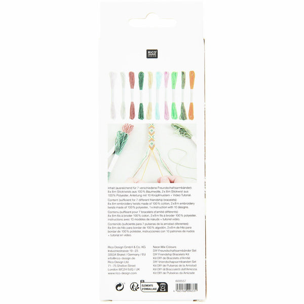 DIY Freundschaftsarmbänder Set 100 % Baumwolle 10 x Knüpfgarn