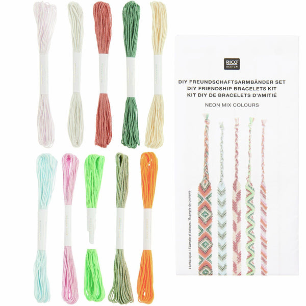 DIY Freundschaftsarmbänder Set 100 % Baumwolle 10 x Knüpfgarn