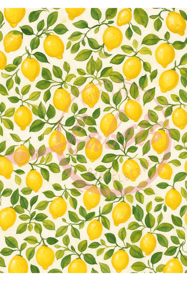 Reispapier Decoupage Zitronen Hintergrund A4 25-30g/m² 1 Bogen
