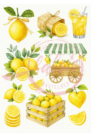 Reispapier Decoupage Zitronen Limonade A4 25-30g/m² 1 Bogen