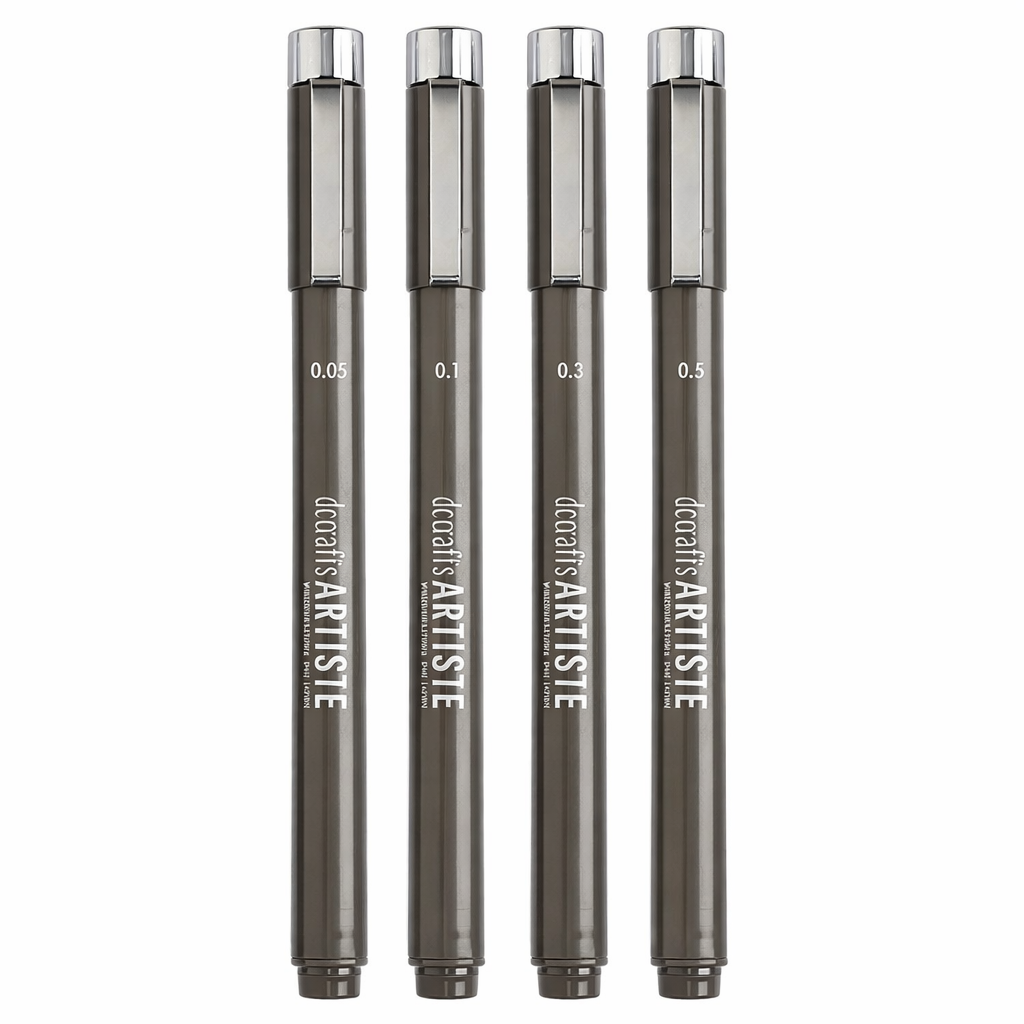 Docraft Artiste Finliner Pen Set schwarz 0,05-0,5mm 4 Stifte