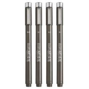 Docraft Artiste Finliner Pen Set schwarz 0,05-0,5mm 4 Stifte