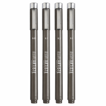 Docraft Artiste Finliner Pen Set schwarz 0,05-0,5mm 4 Stifte