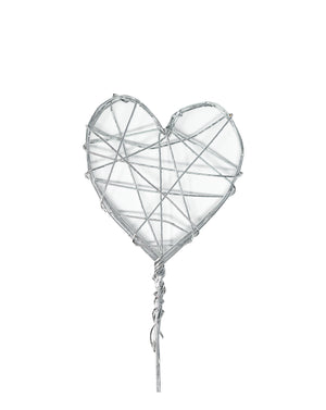 Draht-Herz am Stiel Silberdraht 4cm 1 Stück