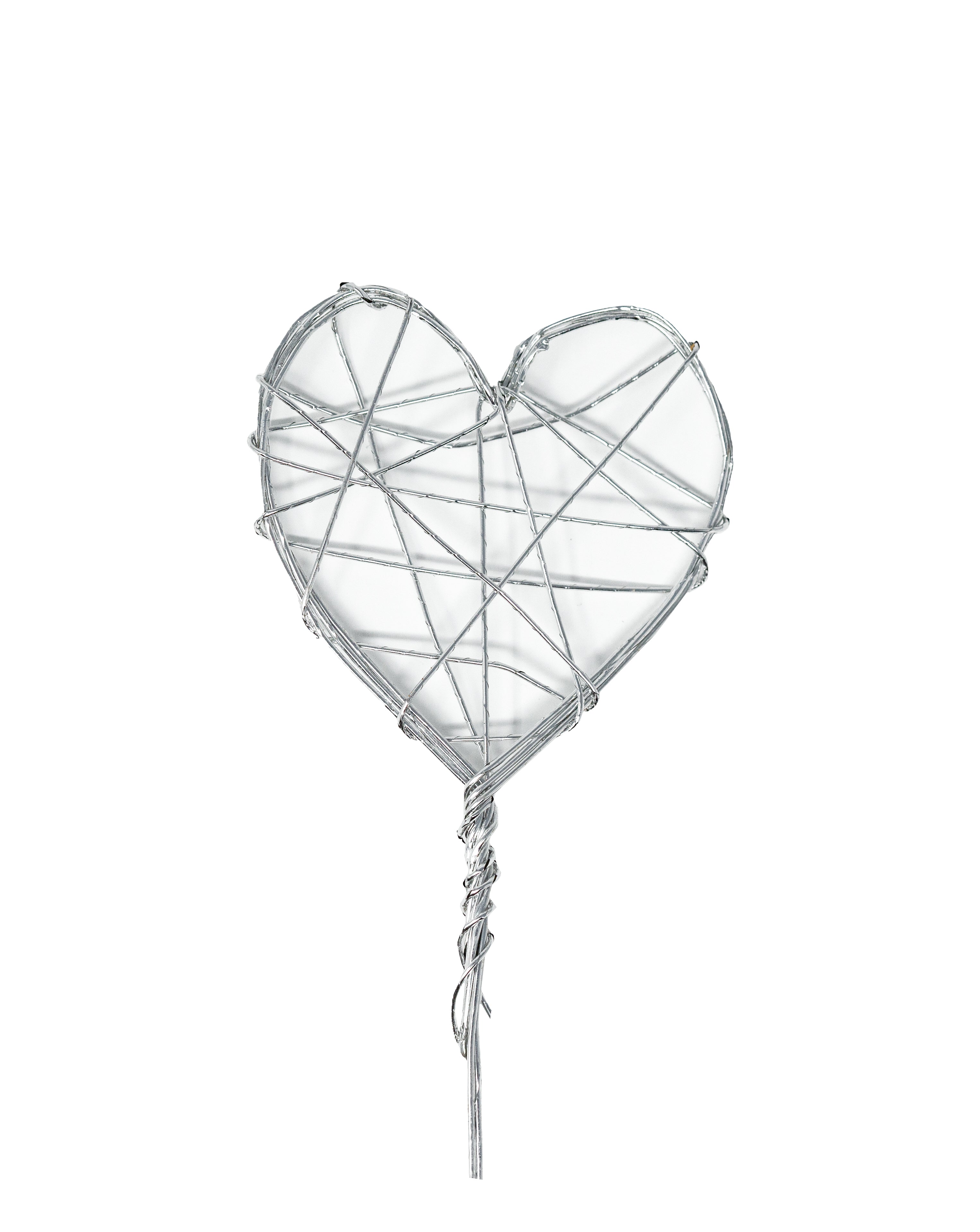 Draht-Herz am Stiel Silberdraht 4cm 1 Stück