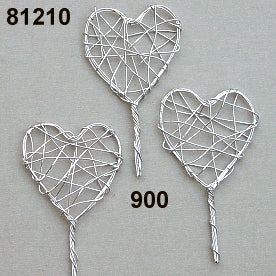 Draht-Herz am Stiel Silberdraht 4cm 1 Stück