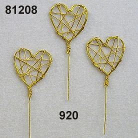 Draht-Herz klein am Stiel gold 3 cm 1 Stk.
