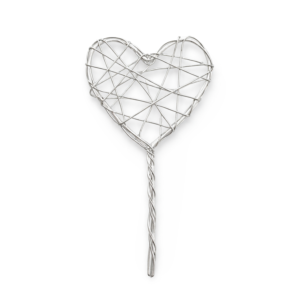 Draht-Herz am Stiel Silberdraht 4cm 1 Stück