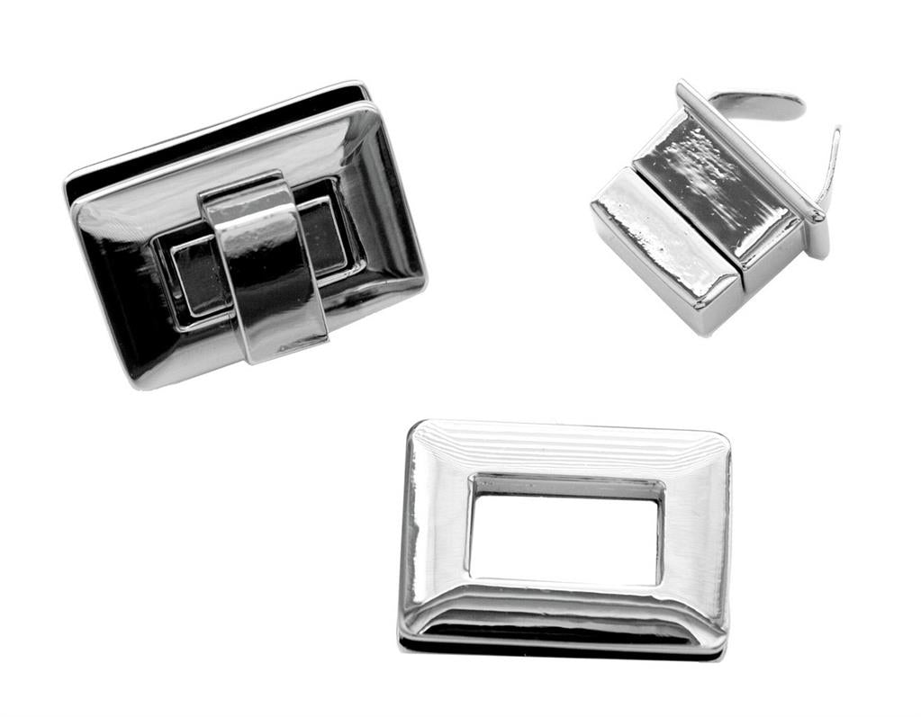 Drehverschluss für Taschen silberfarbig 35x24mm