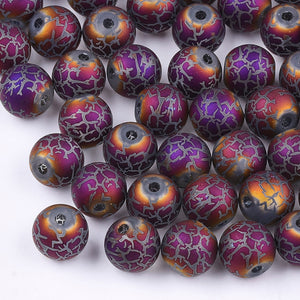 Crackle Glasperlen bedampft gefrostet 8mm 50 Stück
