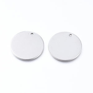 Edelstahl-Anhänger rund  rostfrei flach 20mm Loch 1,4 mm 1 Stück