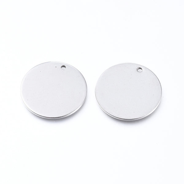 Edelstahl-Anhänger rund  rostfrei flach 20mm Loch 1,4 mm 1 Stück