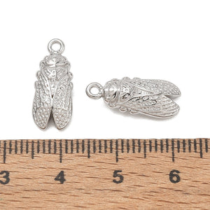 Edelstahl-Anhänger Zikade 316 Chirurgenstahl silberfarben 17mm 1 Stück