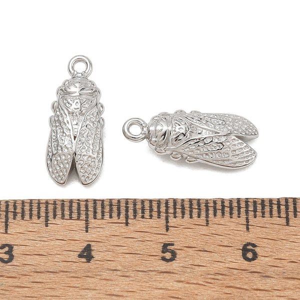 Edelstahl-Anhänger Zikade 316 Chirurgenstahl silberfarben 17mm 1 Stück