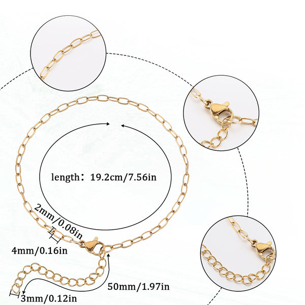 Edelstahl Armband Gliederkette goldfarben 19,2cm 1 Stück