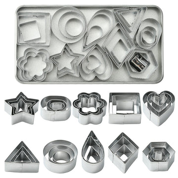 Edelstahl-Ausstechformen Set Formen mit Aufbewahrungsbox  170x90x18mm 30-teilig