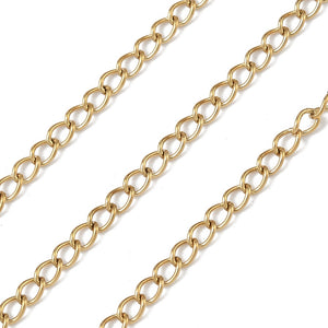 Edelstahl Curb Chains Gliederkette nickel free golden 3x2mm 1m