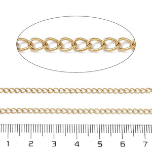 Edelstahl Curb Chains Gliederkette nickel free golden 3x2mm 1m