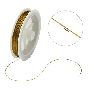 Edelstahl-Draht ummantelt messingfärbig 0,45mm 50m / Spule