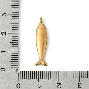Edelstahl Emaille-Anhänger Fisch goldfarben türkis 25,5mm 1 Stück