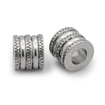 Edelstahl Großlochperle Column anlaufgeschützt 12x10mm Loch 6mm 1 Stück
