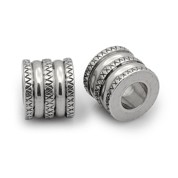 Edelstahl Großlochperle Column anlaufgeschützt 12x10mm Loch 6mm 1 Stück