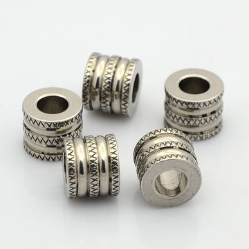 Edelstahl Großlochperle Column anlaufgeschützt 12x10mm Loch 6mm 1 Stück