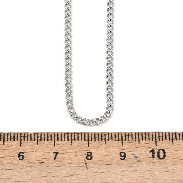 Edelstahl Halskette gedrehte Kette rostfrei mit Karabinerverschluss silberfarben 45cm