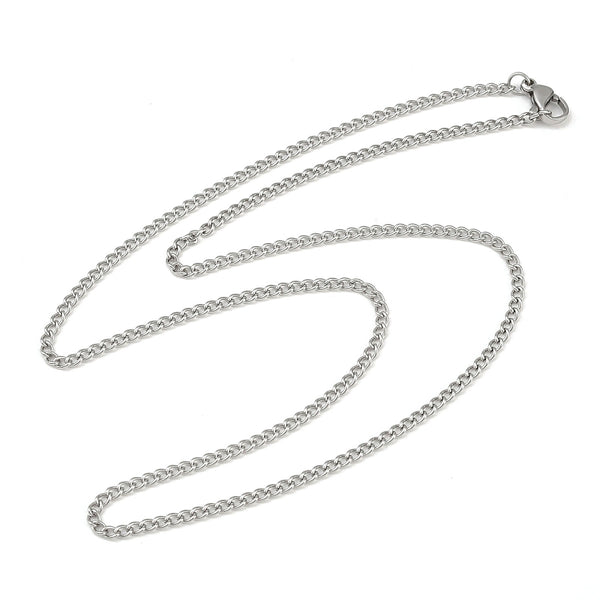Edelstahl Halskette gedrehte Kette rostfrei mit Karabinerverschluss silberfarben 45cm