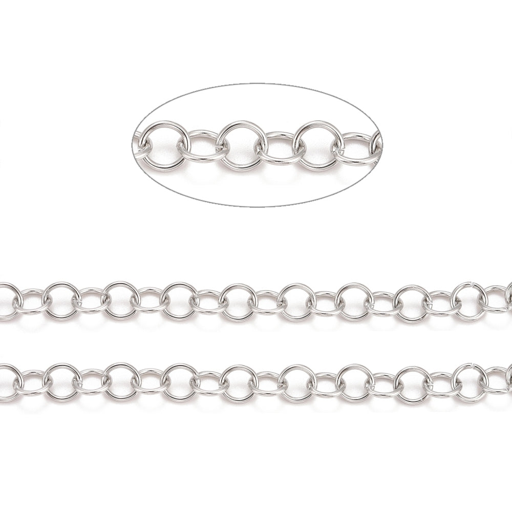 Kette aus Edelstahl 7x1mm runde Kettenglieder 1m