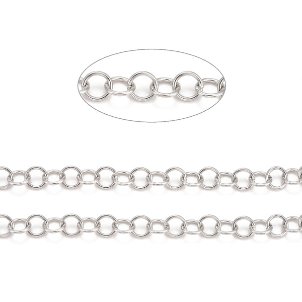 Kette aus Edelstahl 7x1mm runde Kettenglieder 1m