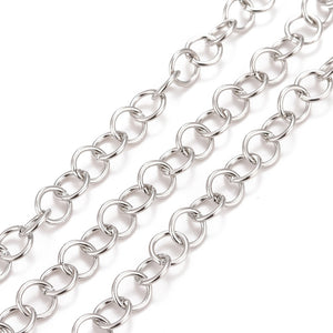 Kette aus Edelstahl 7x1mm runde Kettenglieder 1m