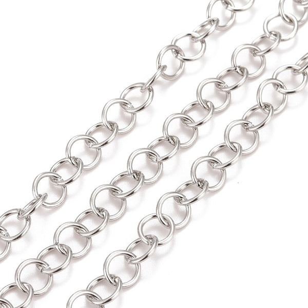 Kette aus Edelstahl 7x1mm runde Kettenglieder 1m