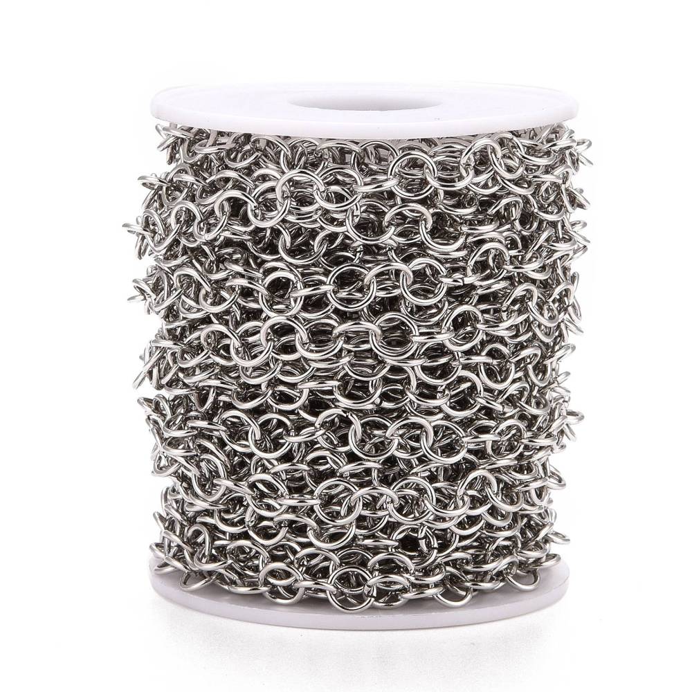 Kette aus Edelstahl 7x1mm runde Kettenglieder 1m