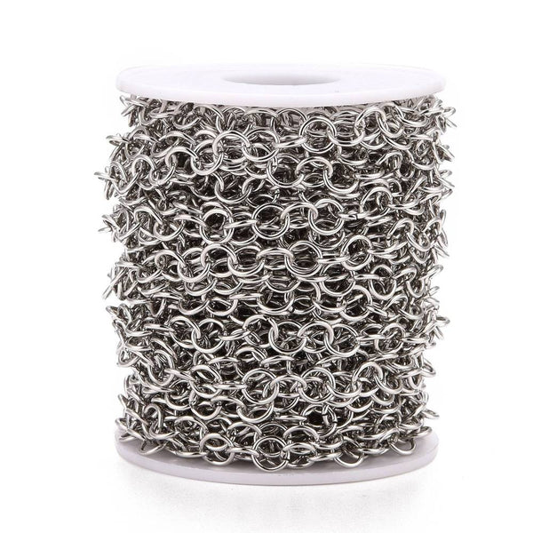 Kette aus Edelstahl 7x1mm runde Kettenglieder 1m