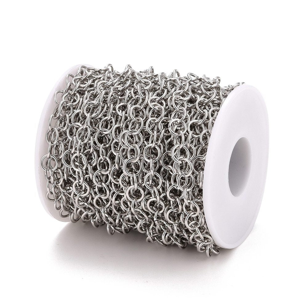 Kette aus Edelstahl 7x1mm runde Kettenglieder 1m