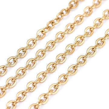 Edelstahlkette mit ovalen Gliedern goldfarbig gelötet 2,5x2x0,5mm 1m