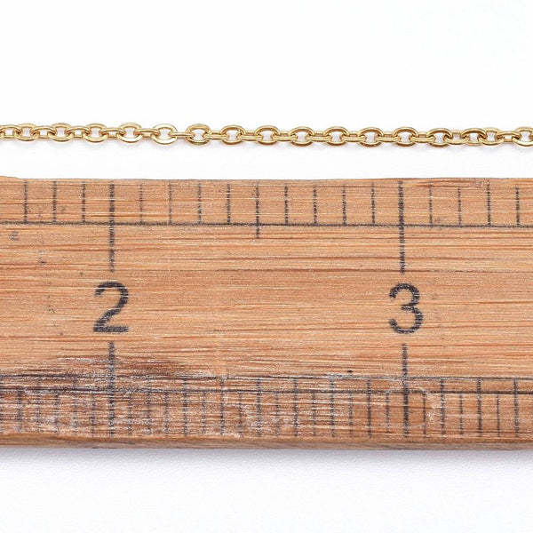 Edelstahlkette mit ovalen Gliedern goldfarbig gelötet 2,5x2x0,5mm 1m