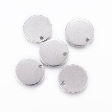Edelstahl Plättchen runde Anhänger 13x1mm 20 Stück