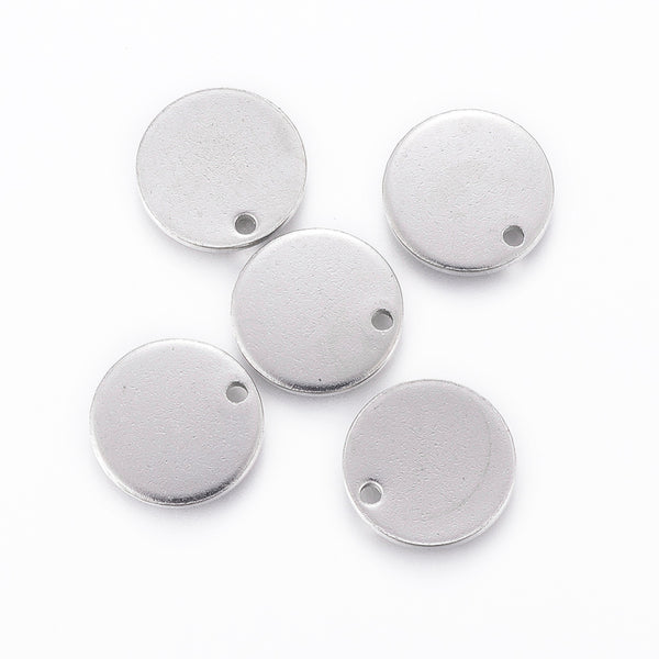 Edelstahl Plättchen runde Anhänger 13x1mm 20 Stück