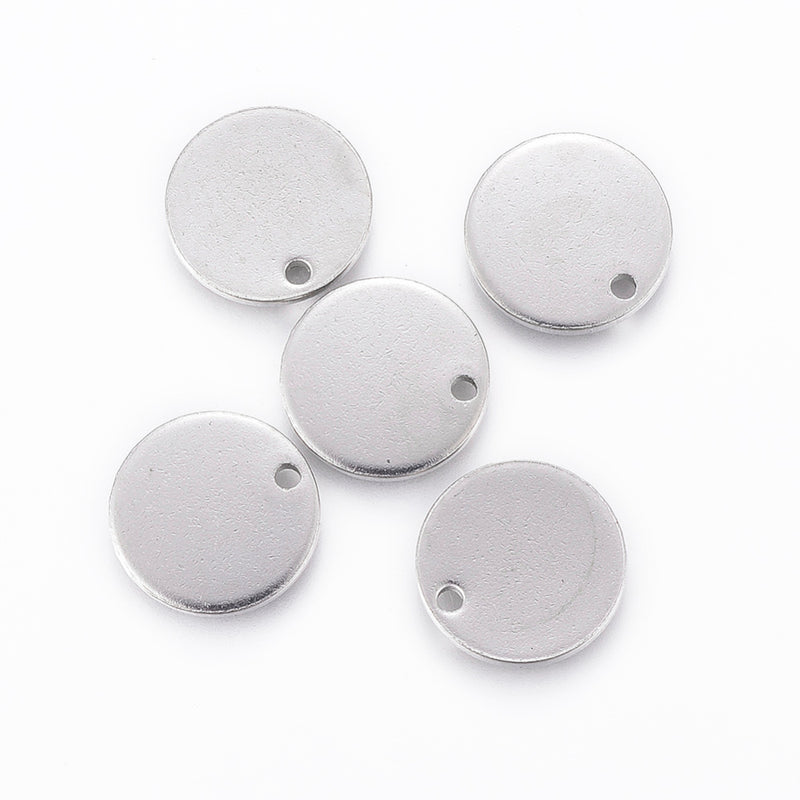 Edelstahl Plättchen rund Anhänger 13x1mm 20 Stück