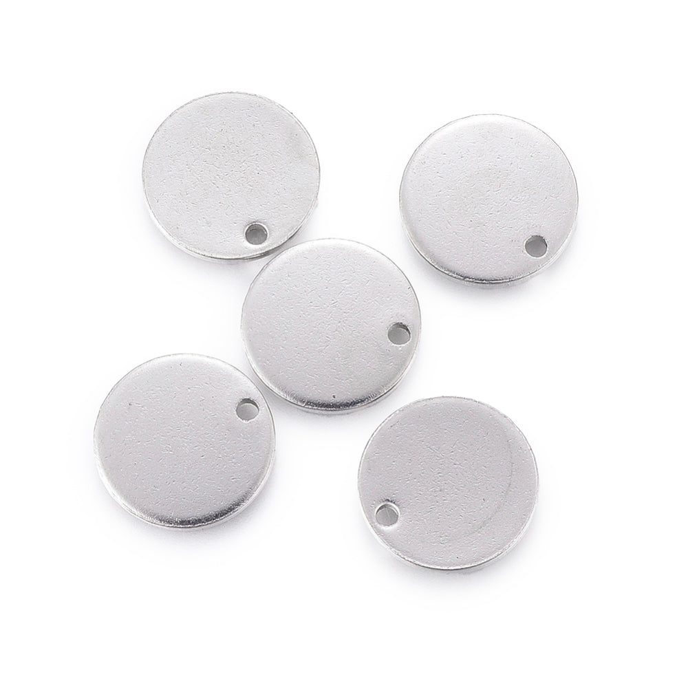 Edelstahl Plättchen rund Anhänger 13x1mm 20 Stück