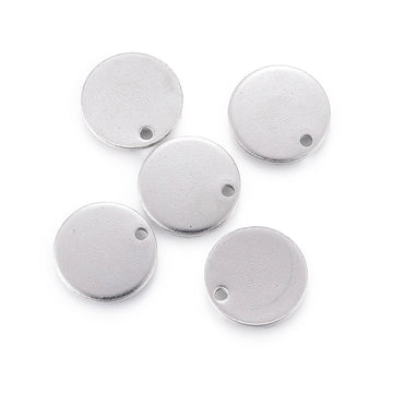 Edelstahl Plättchen runde Anhänger 13x1mm 20 Stück