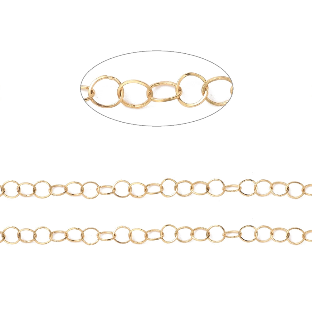 Edelstahl Rolo-Kette goldfarbig  3,6mm 1m