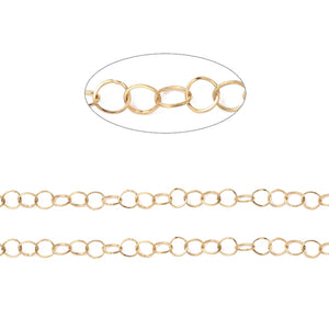 Edelstahl Rolo-Kette goldfarbig  3,6mm 1m